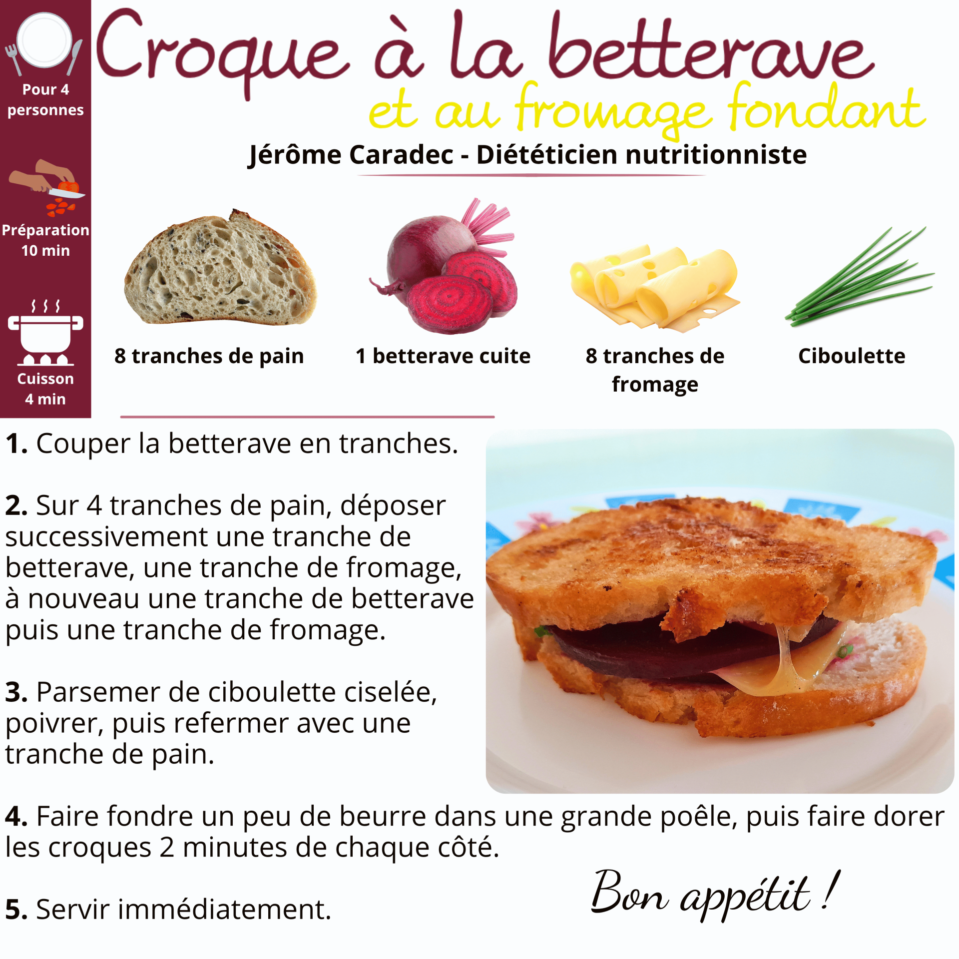 Croque à la betterave et au fromage fondant - Jérôme Caradec - Diététicien nutritionniste
