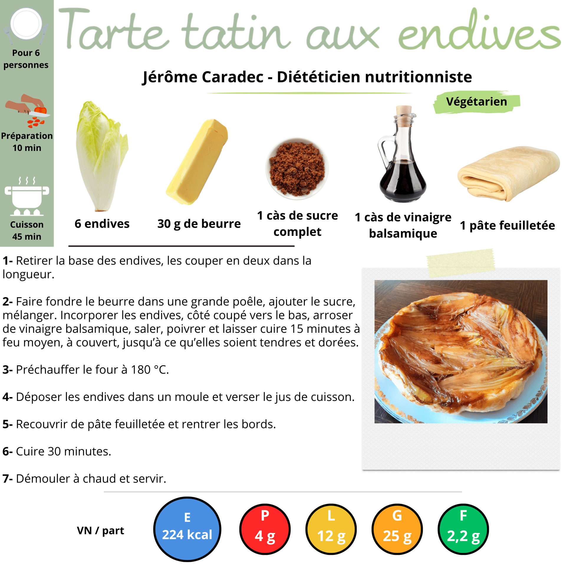 La tarte tatin aux endives de Jérôme Caradec - Diététicien nutritionniste